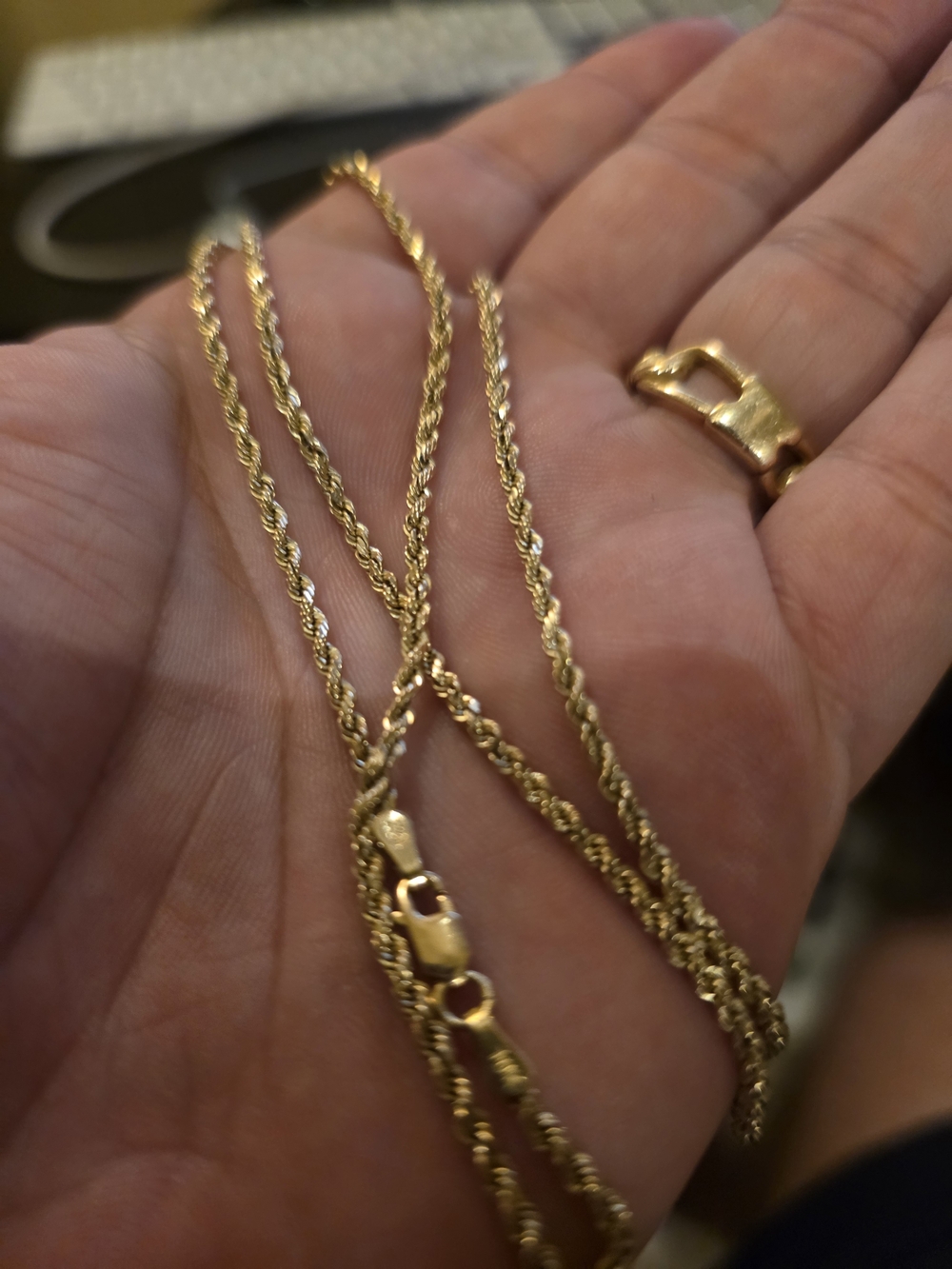 10K Gold Rope Chain Necklace 20" Inches